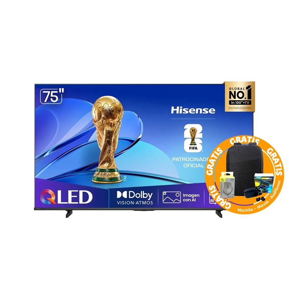 TELEVISOR HISENSE QLED 75" UHD SMART TV 75Q6QV + PACK ESCOLAR GRATIS