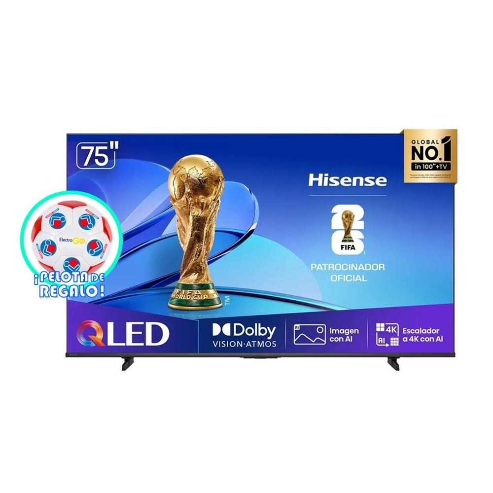 TELEVISOR HISENSE QLED 75" UHD SMART TV 75Q6QV + PELOTA DE REGALO