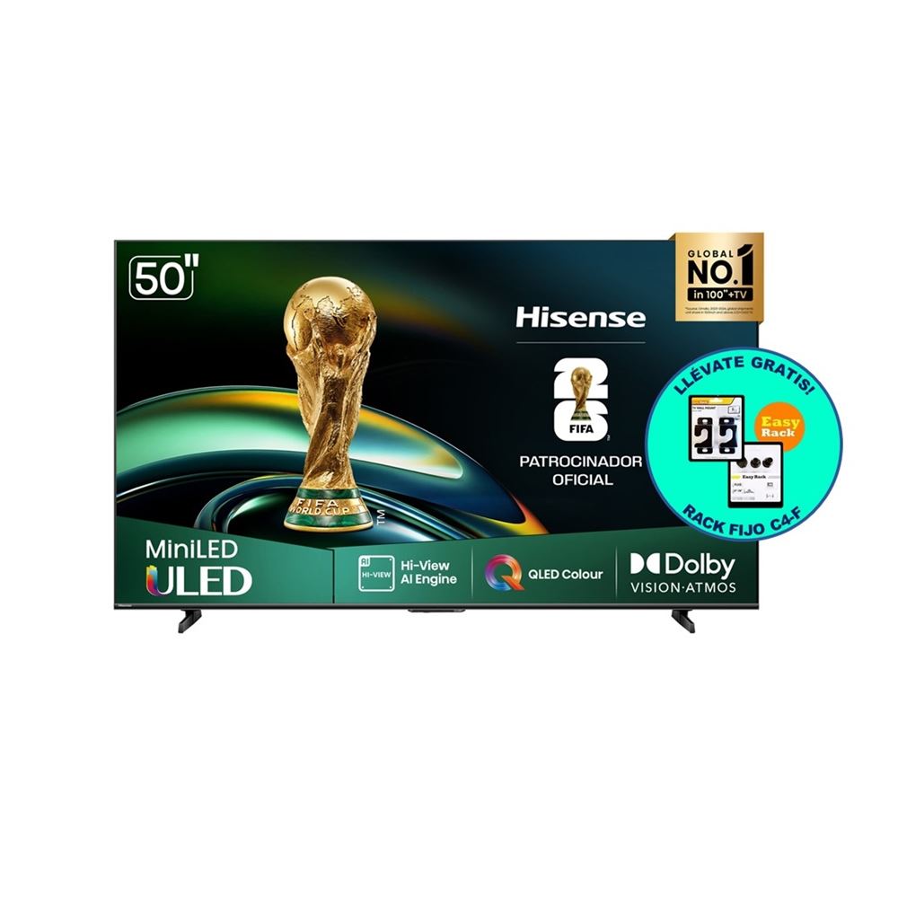 TELEVISOR HISENSE SMART TV 50" ULED MINILED 4K UHD 50U6QV + RACK FIJO C4-F GRATIS