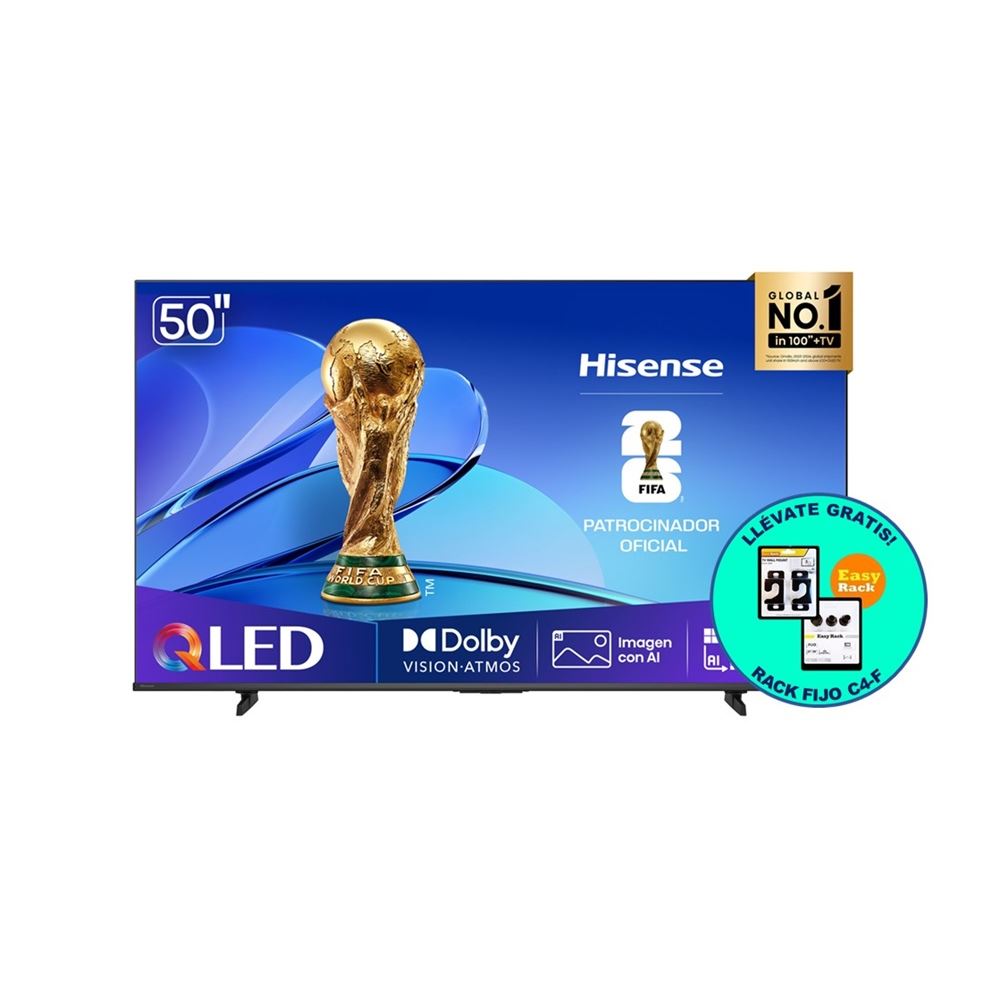 TELEVISOR HISENSE QLED 50" 4K UHD SMART TV 50Q6QV + RACK FIJO C4-F GRATIS