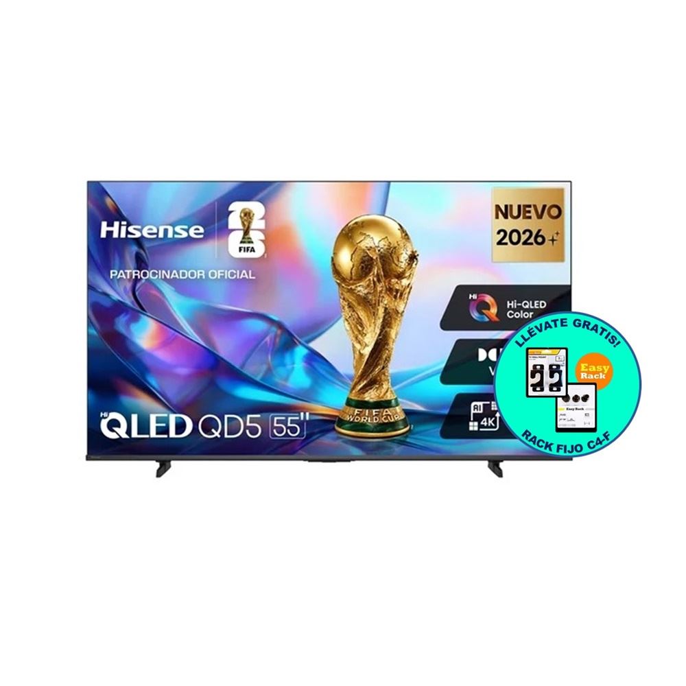 TELEVISOR HISENSE SMART TV 55" QLED 4K UHD 55QD5SV + RACK FIJO C4-F GRATIS