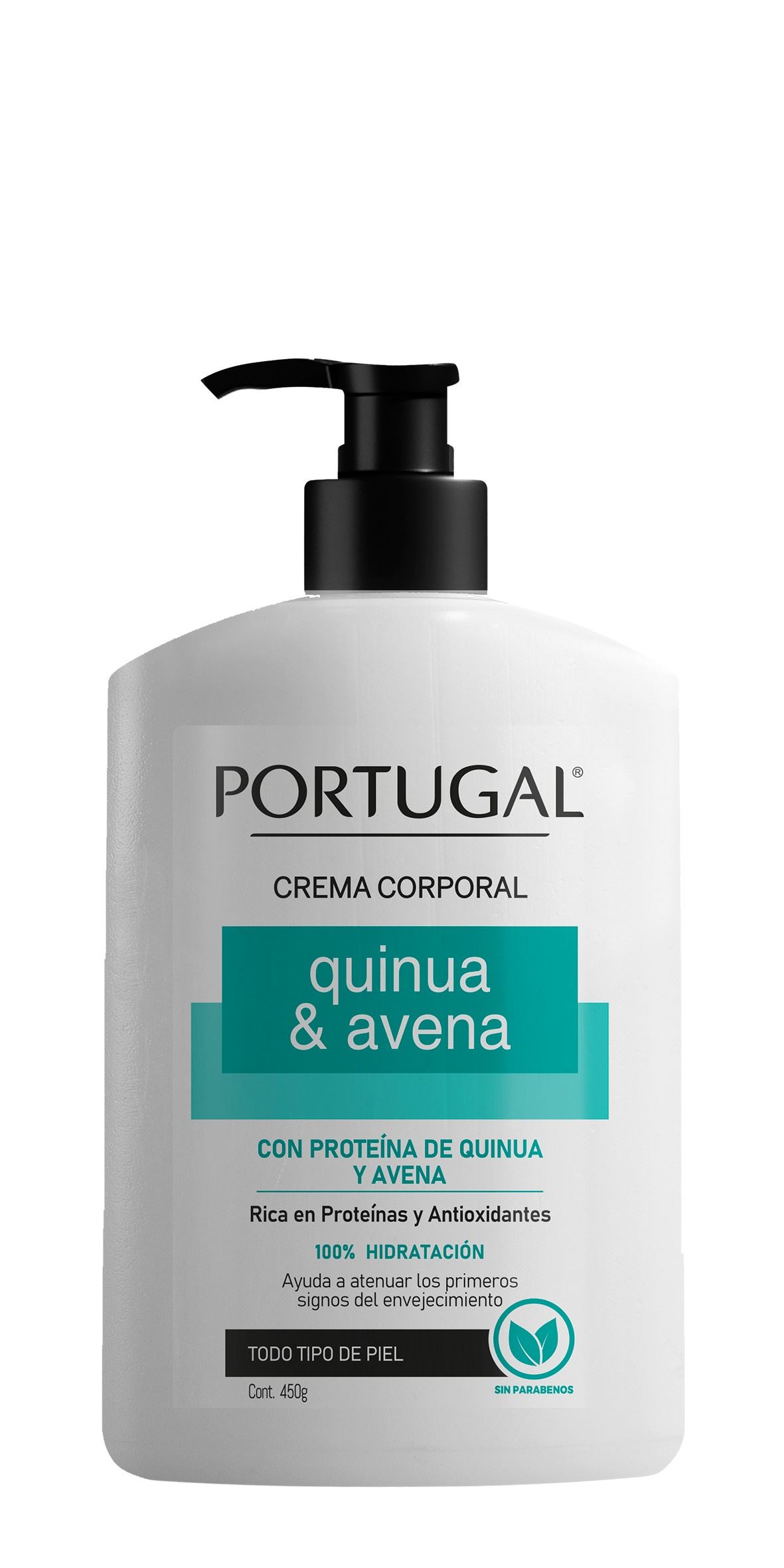 Portugal Crema Corporal Quinua y Avena - Frasco 450 G
