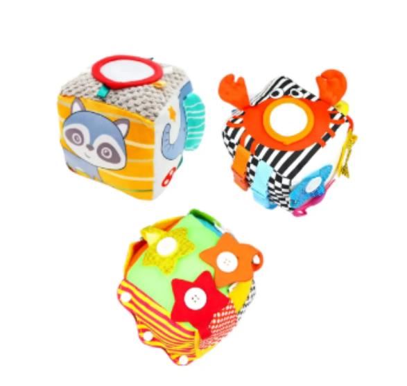 Cubo Sensorial de Tela para Bebé – Estimulación y Diversión en Cada Lado