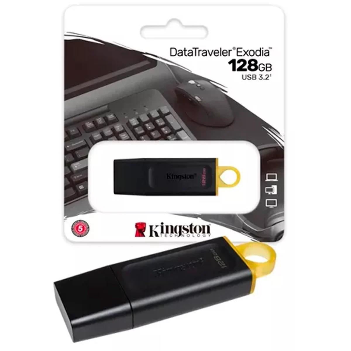 MEMORIA USB 128GB KINGSTON NEGRO CON AMARILLO