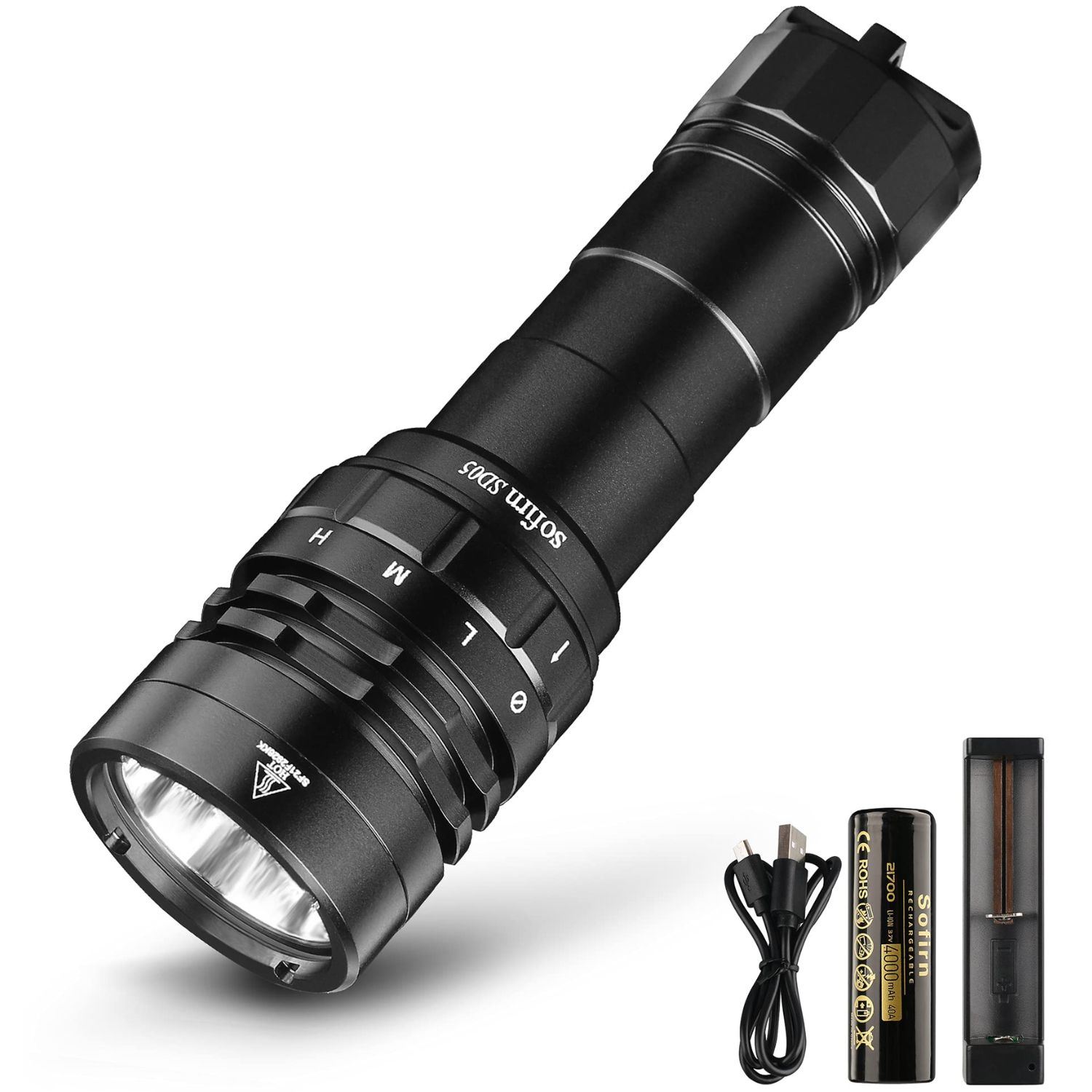 Linterna de Buceo Sofirn SD05 LED XHP50.2 3000 Lúmenes con Batería Recargable, IPX8 Sumergible y Anillo