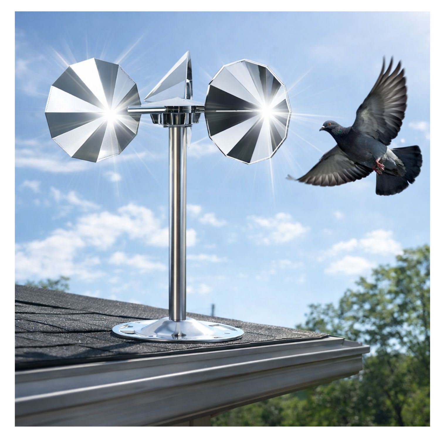 Ahuyentador de Aves Reflectante para Exteriores con Aspas Giratorias Ideal para Techos Jardines y Balcones