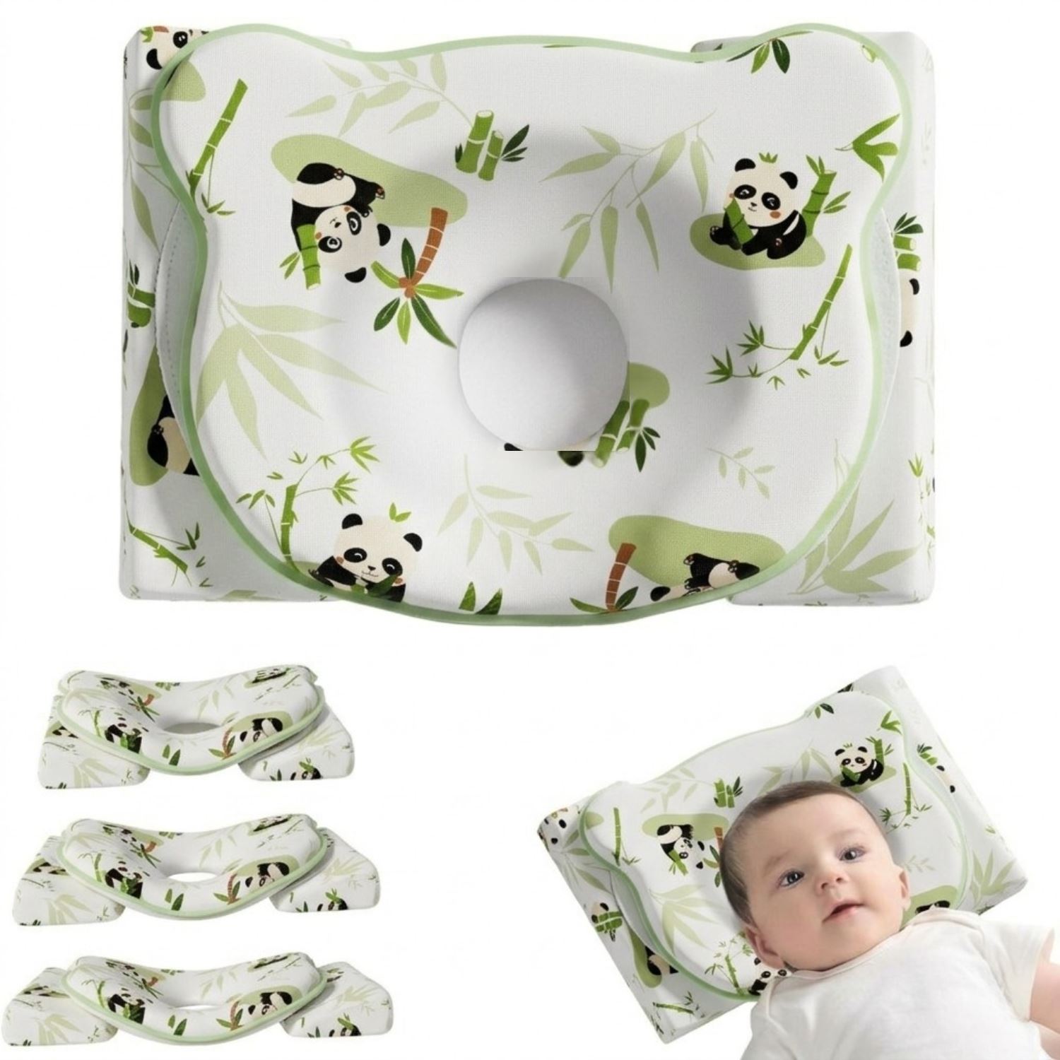 Almohada Anti Cabeza Plana 3 en 1 para Bebe Ergonómica con Sistema Antivuelco Niño P