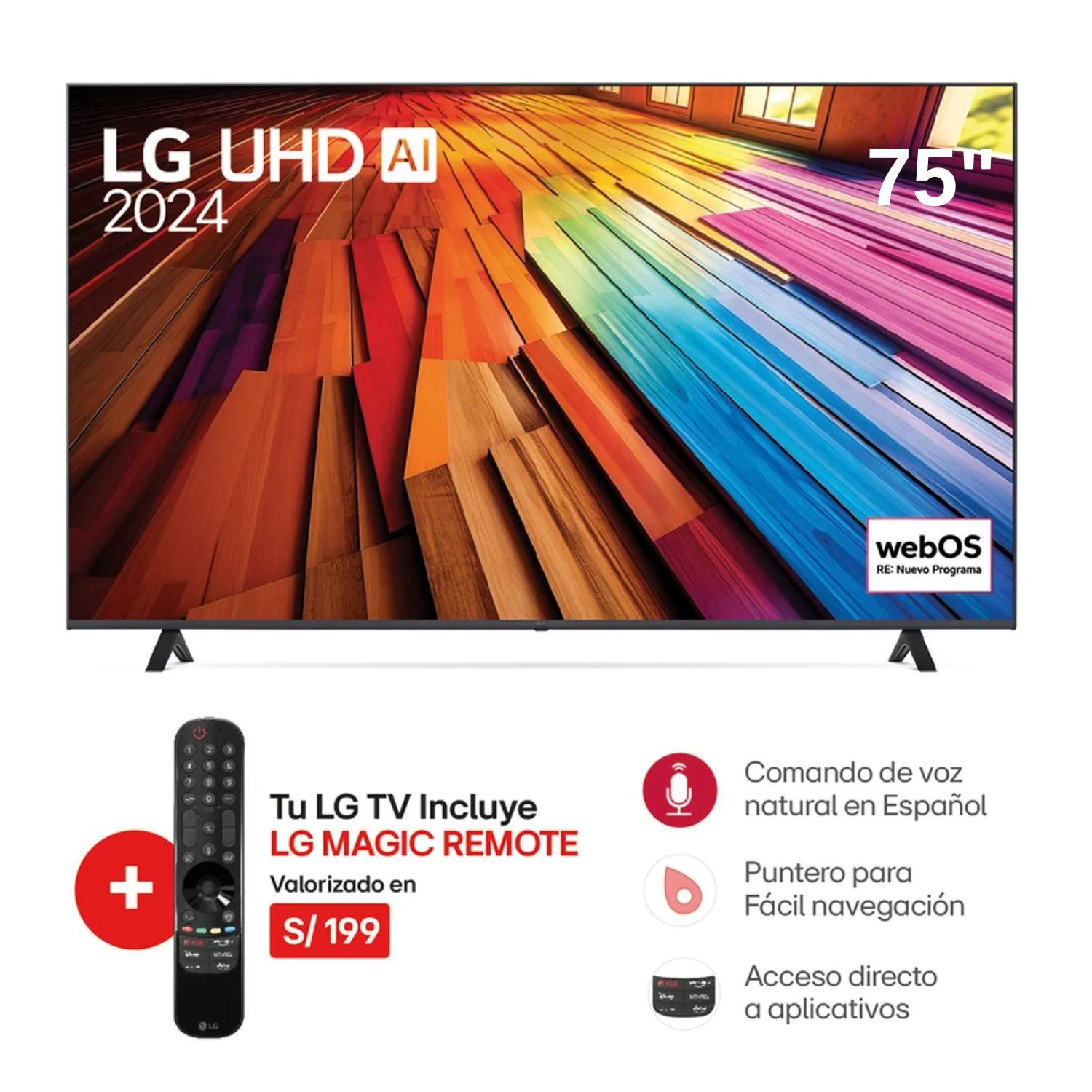 Televisor LG 75 LED UHD 4K Thinq Ai 75UT8050PSB -Nuevo 2024
