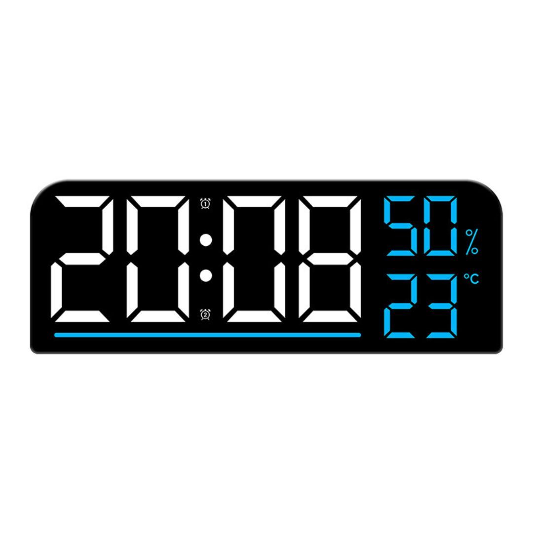 Reloj Digital LED de Pared y Escritorio 24 cm con Temperatura, Humedad y Doble Alarma