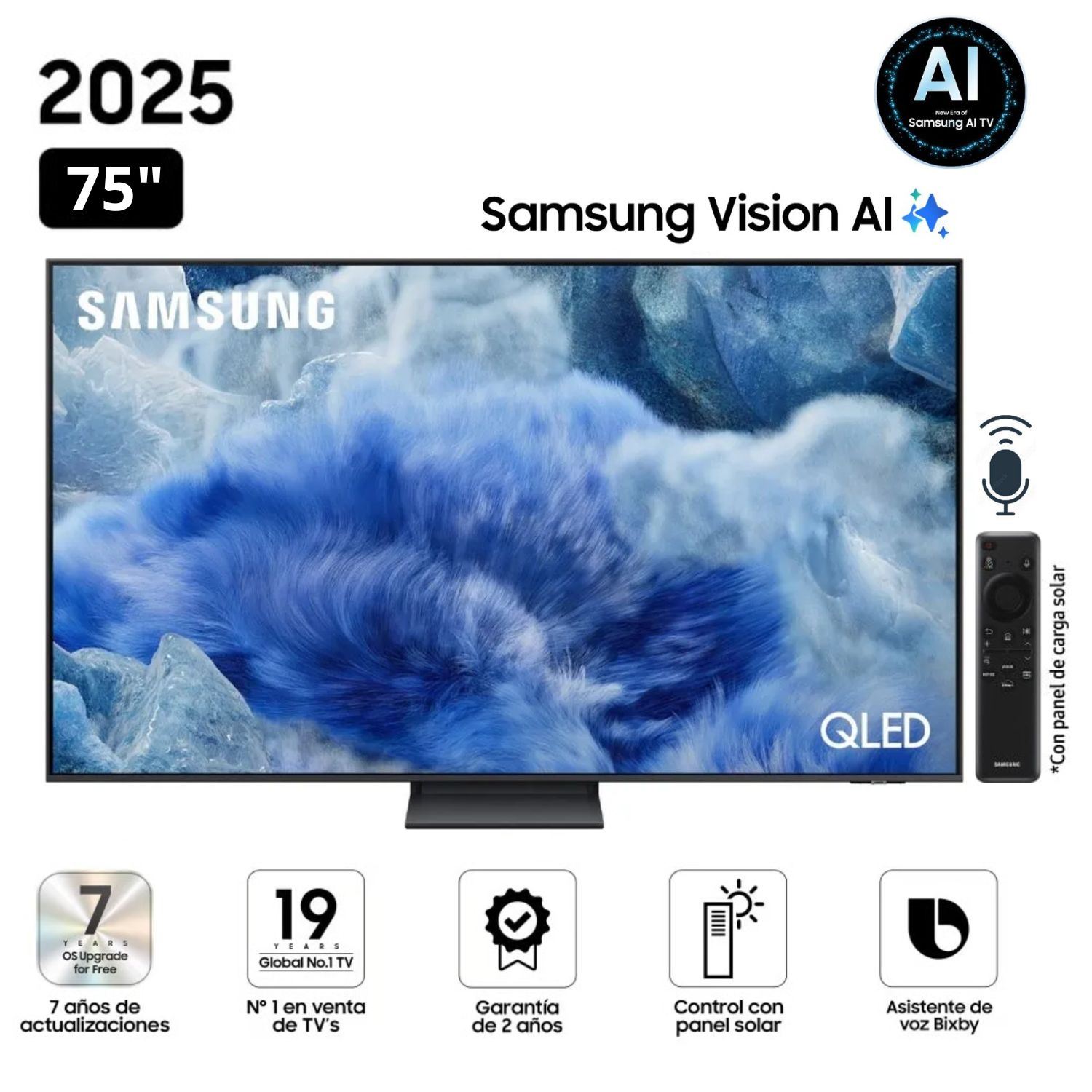 Televisor Samsung QLED 75" Visión AI Smart TV QN75Q8FAAGXPE - Nuevo 2025