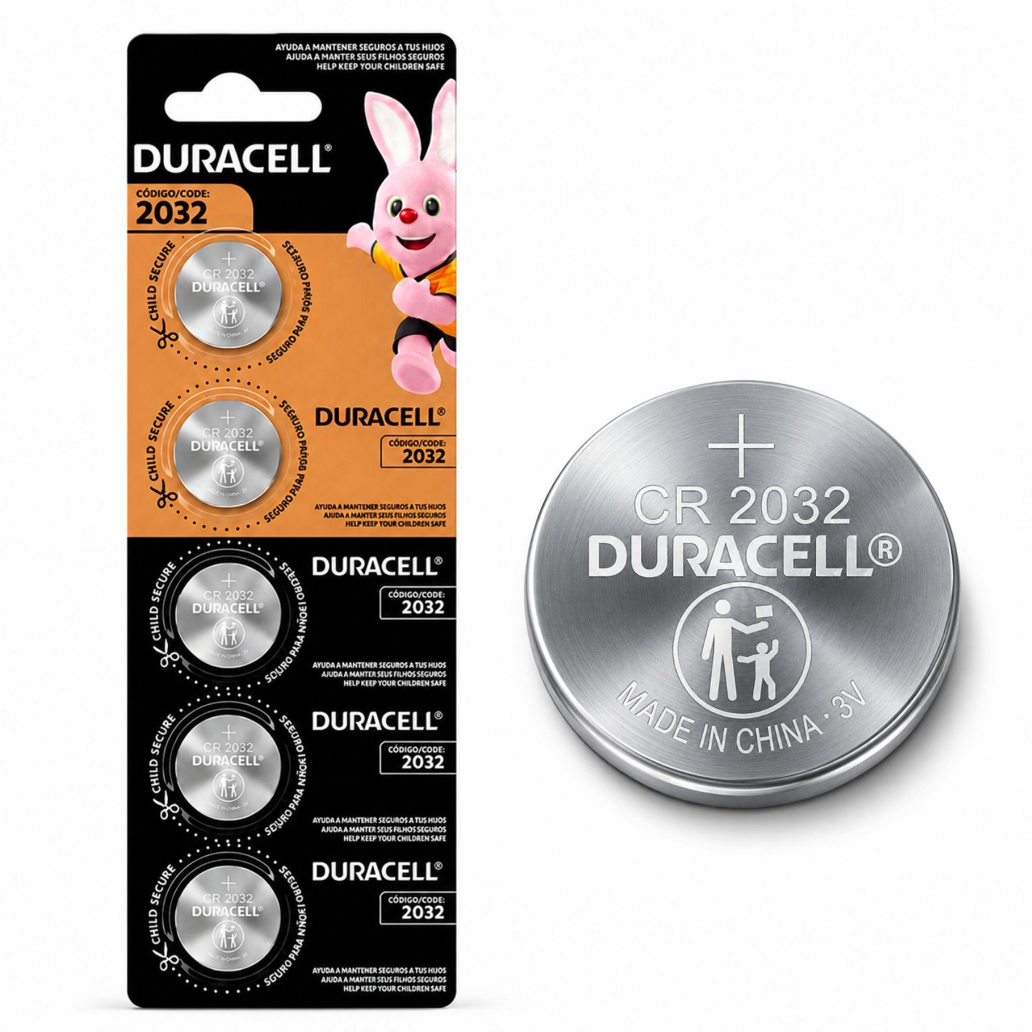Pilas Duracell CR2032 De Litio 3V Pack X5 Baterías Tipo Moneda Para Llaves De Auto Relojes Y Balanzas