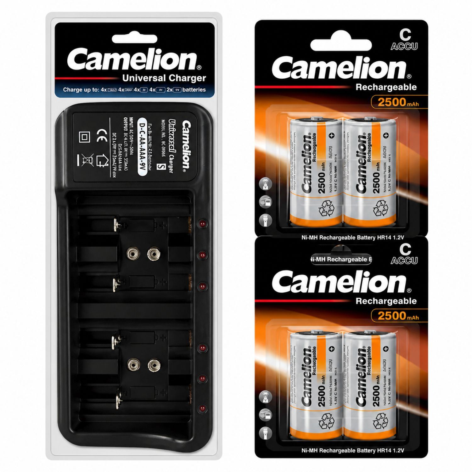 Cargador + 4 Pilas D Camelion Recargable De 2500mah