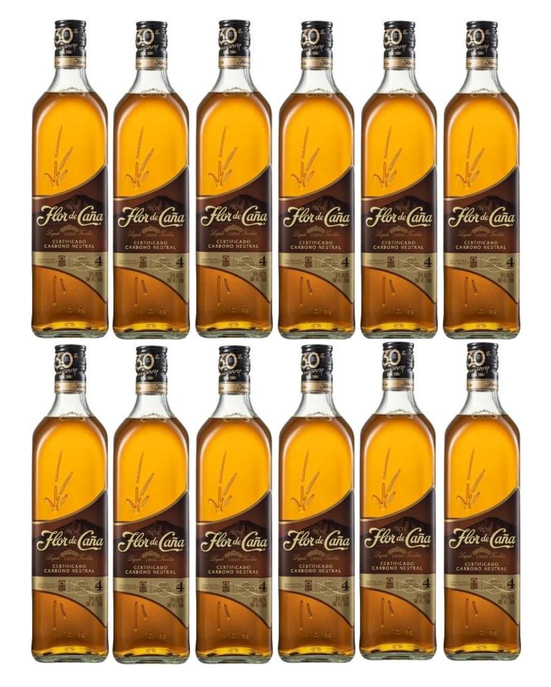 Ron Flor de Caña 4 años 750ml -12 UND