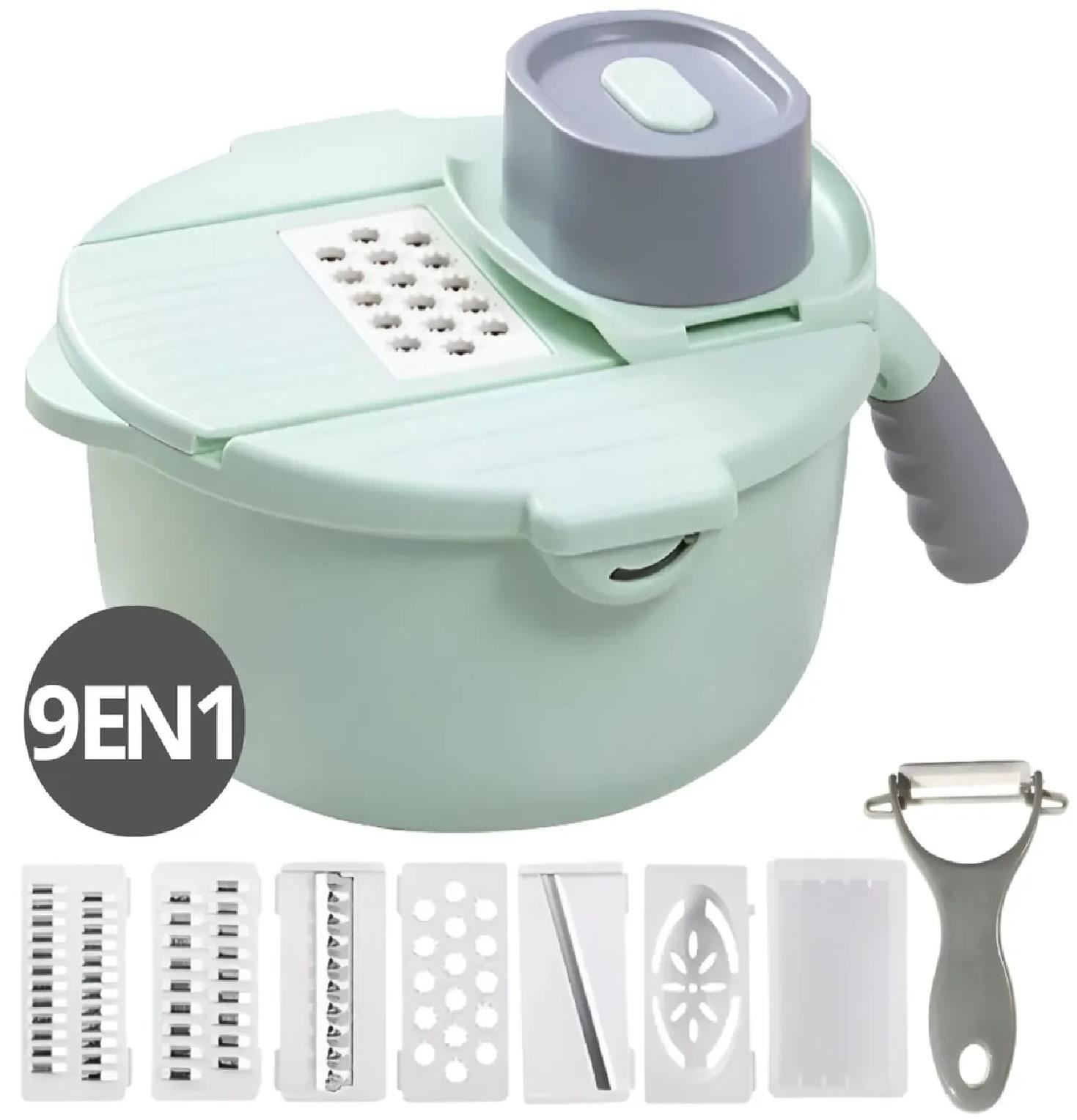 Rallador Cortador R91 Multiusos Giratorio 9 en 1 - Verde