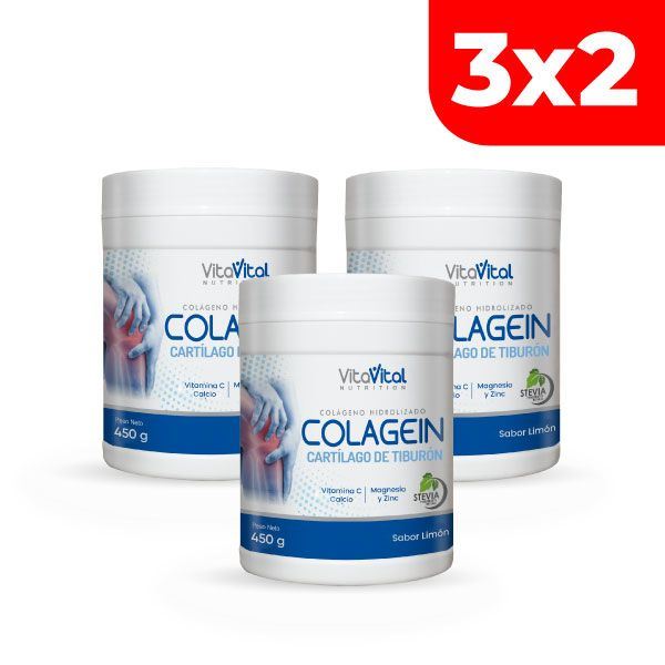 3x2 VitaVital Colagein Sabor Limón - Frasco 450 G