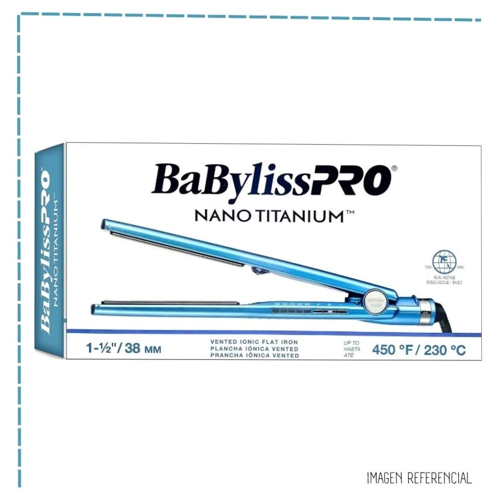 Plancha de Cabello BabylissPRO Nano Titanium 38 mm Doble Voltaje BNT4093TPE