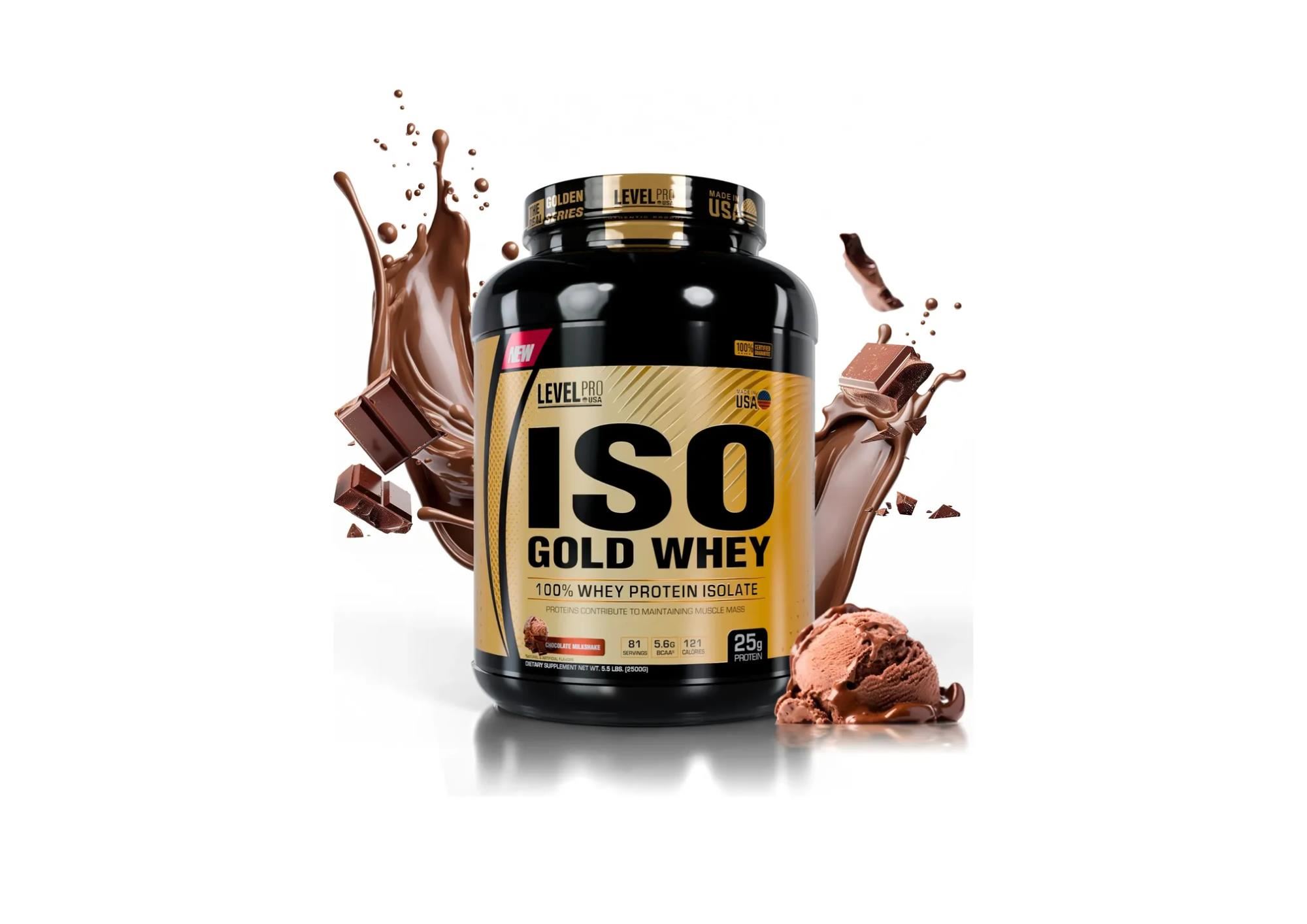 Proteina Isolate Iso Gold Whey 2.5KILOS Level Pro Chocolate