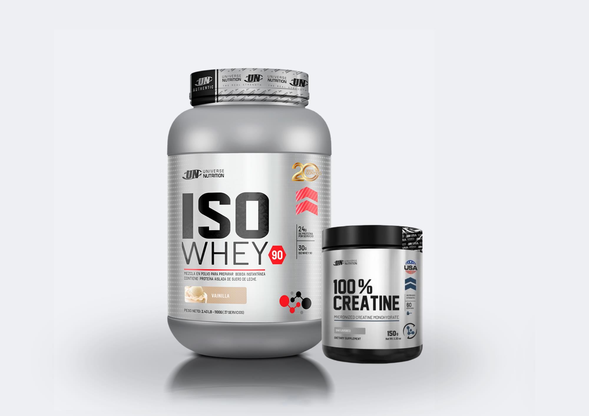 PROTEINA ISO WHEY 1.1KG VAINILLA + CREATINA MADE IN USA 150GR UN