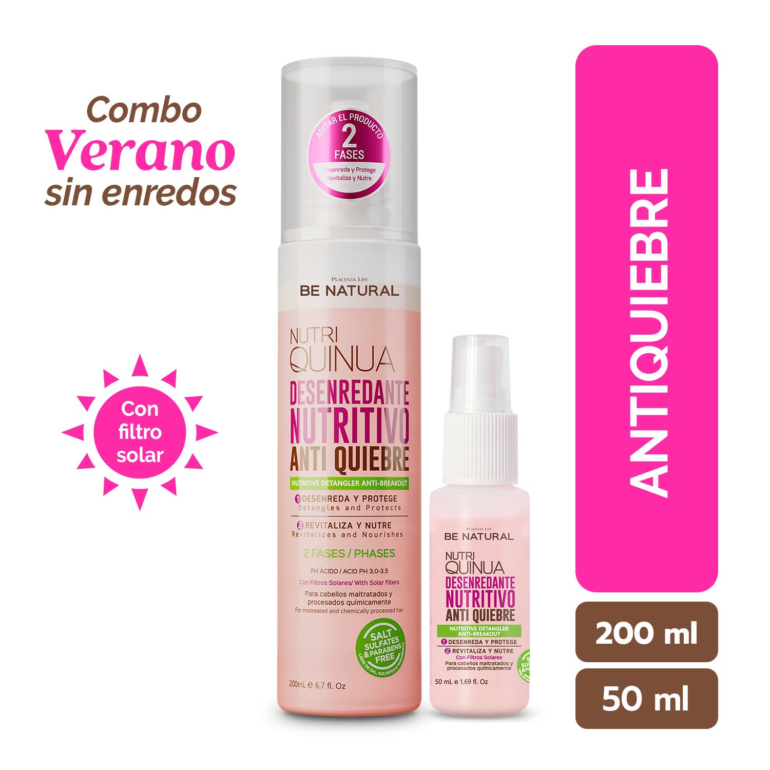 Life Beauty - Be Natural Combo Desenredante Antiquiebre Nutri Quinua  200ml+50ml | Juntoz