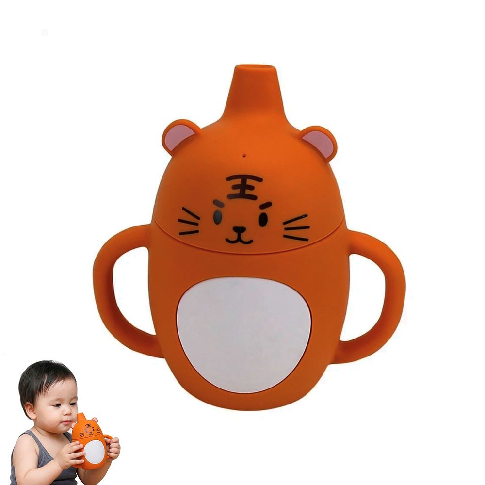 Vaso de Silicona Tigre naranja 360º anti derrame para bebe