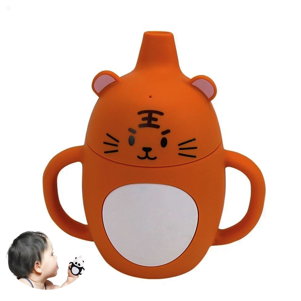 Vaso de Silicona Tigre naranja 360º anti derrame para bebe