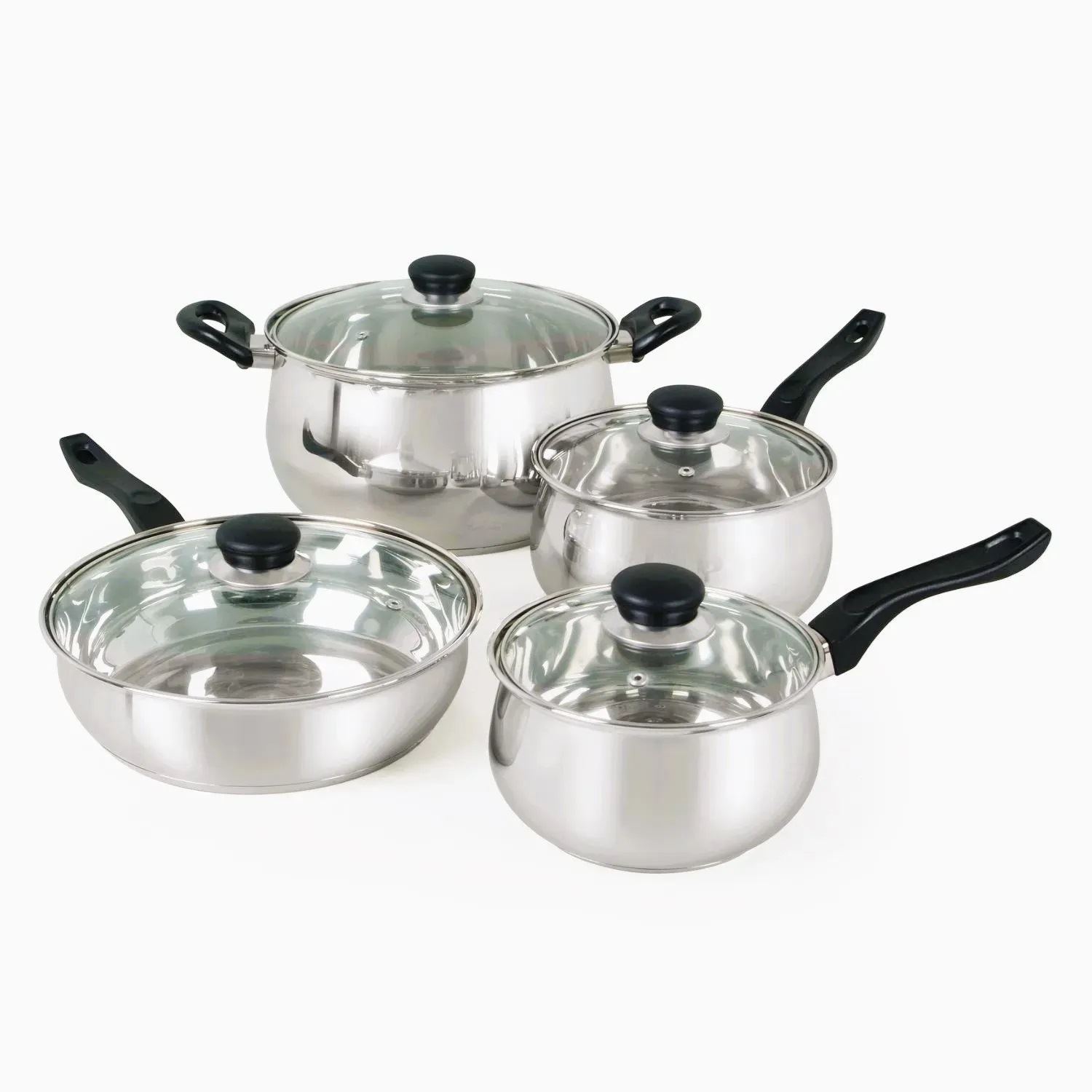 Juego de Ollas Oster Rametto 8 piezas Acero Inoxidable Plateado