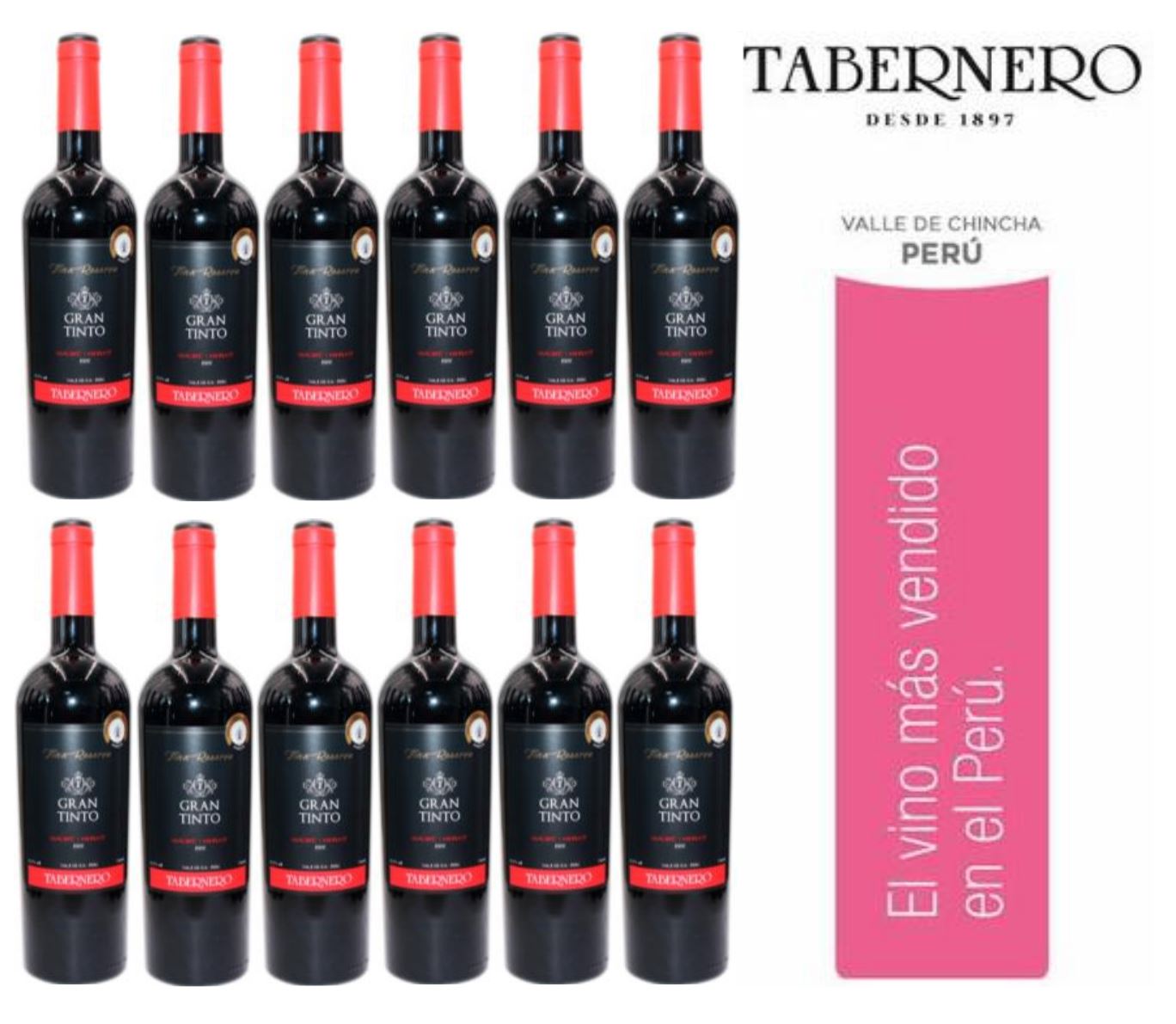 Vino Tabernero Gran Tinto Fina Reserva 750ml - 12 UND