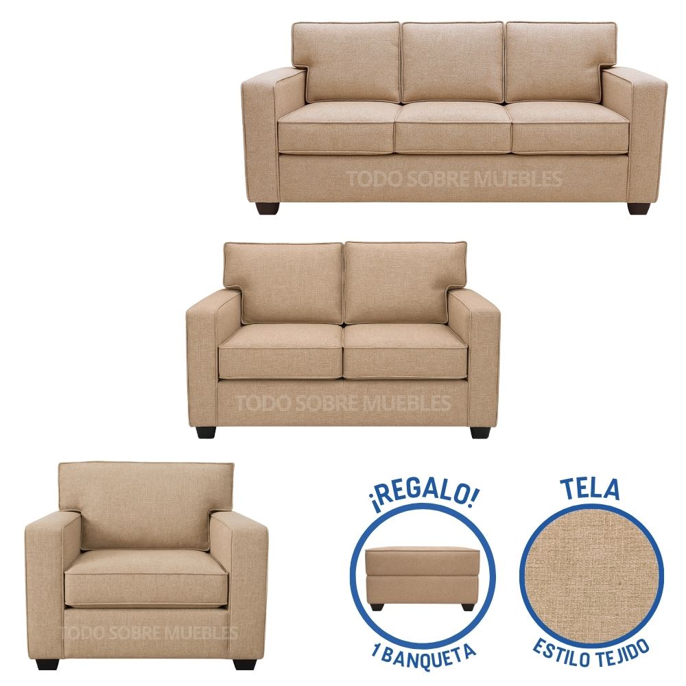 Juego de Sala Reims 3-2-1 + Banqueta de Regalo