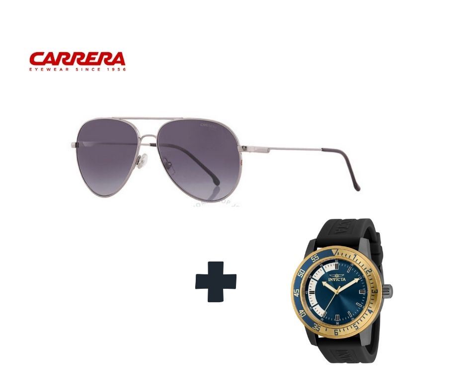 DUO PACK Lentes de sol Carrera modelo aviator 2031T/S 06LB/9O 58 + Reloj Invicta specialty para hombre 45mm 35779