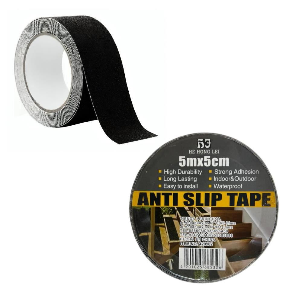 Cinta Antideslizante Negra de Poliéster 50mmx5m