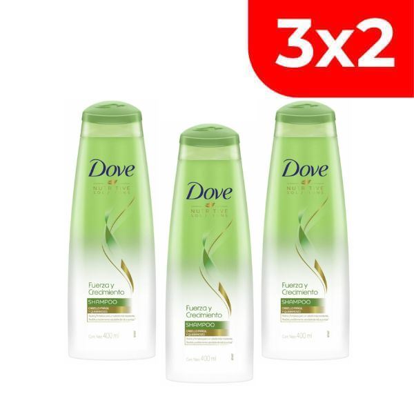 3x2 Shampoo Dove Fuerza y Crecimiento - Frasco 400 ML