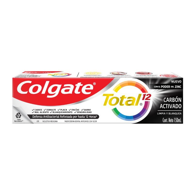 Colgate Crema Total 12 Carbón - Tubo 150 Ml