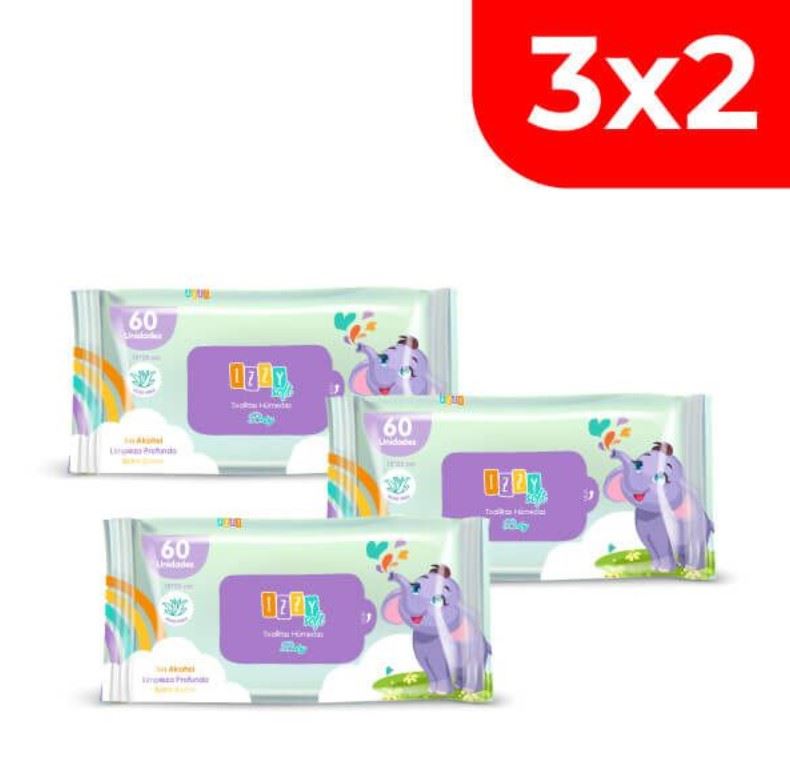 3x2 Toallitas Húmedas Izzy Soft - Bolsa 60 UN