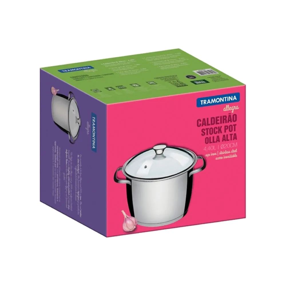 Olla Acero 20 Cm (4.37 Lt) Allegra T/Vid - Tramontina - 10116240