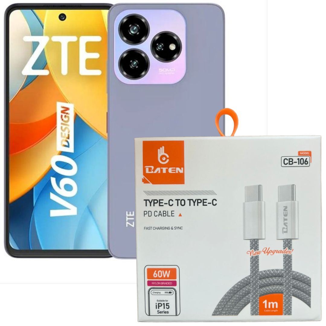 CELULAR ZTE BLADE V60 DESIGN 16RAM 256GB LILA + CABLE BATEN