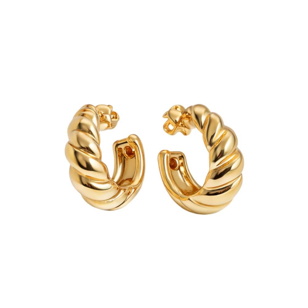 ARETES ARGOLLA TRENZADA DORADA
