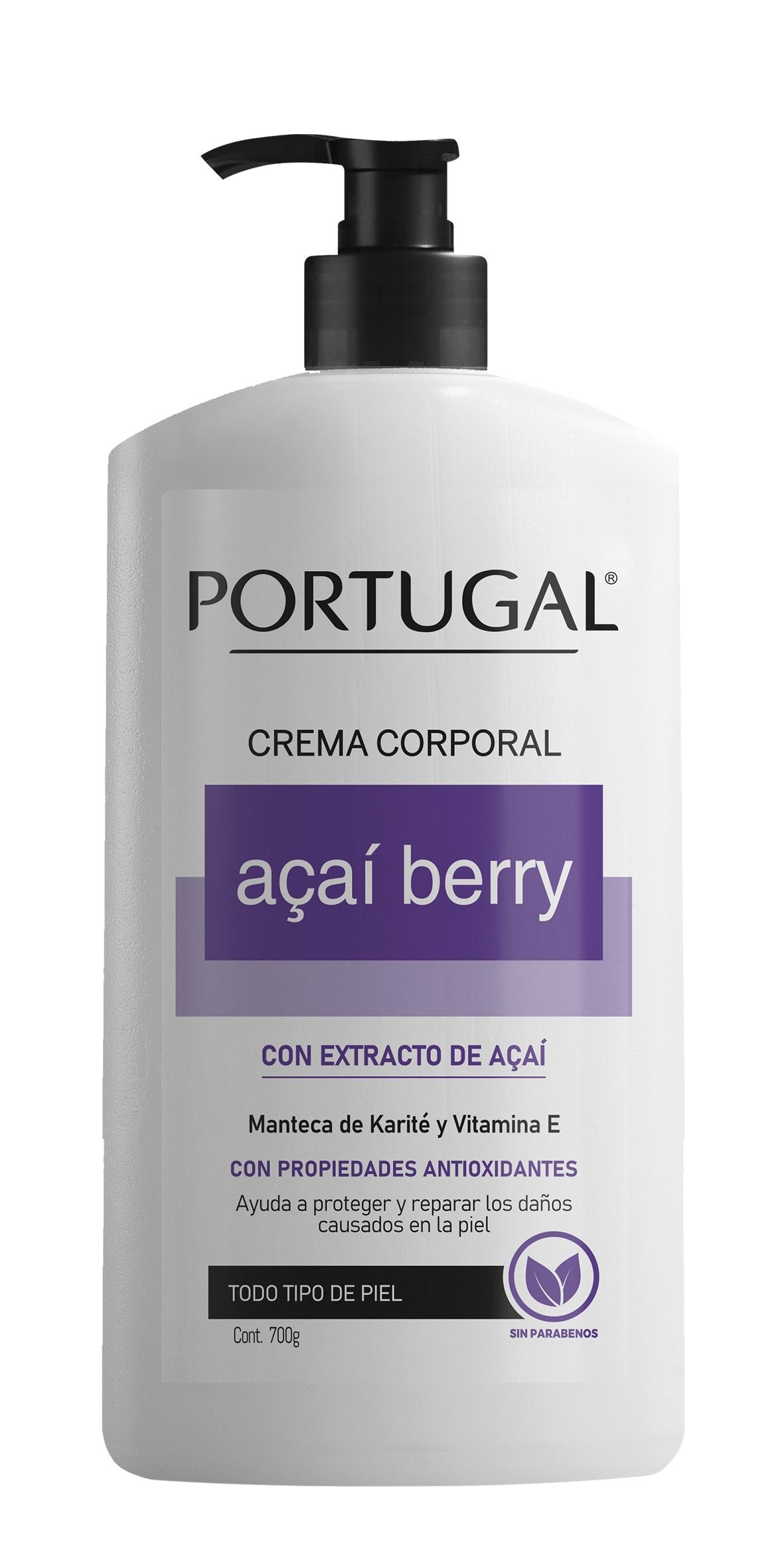 Portugal Crema Corporal Acaí Berry - Frasco 700 G