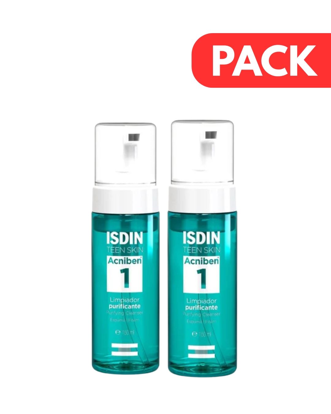 Dúo Pack Isdin Acniben Limpiador Purificante- Frasco 150 ML