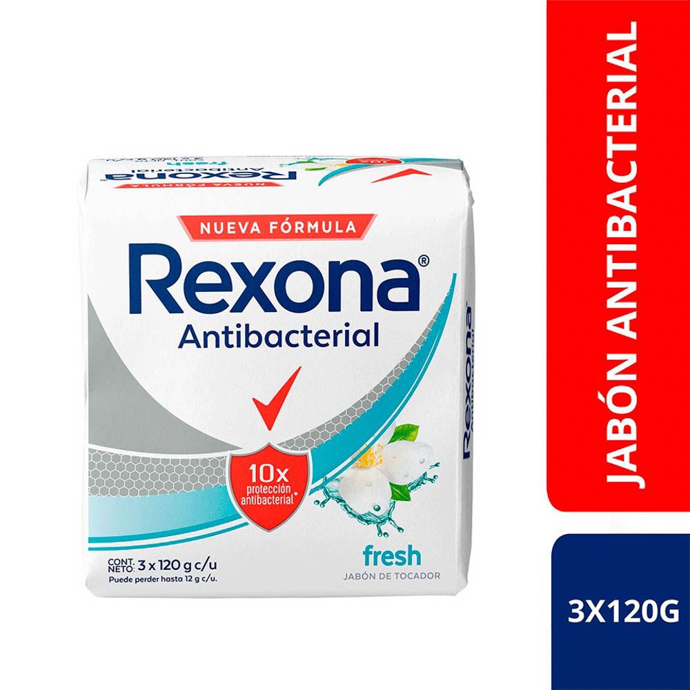 Jabón Rexona Antibacterial Fresh - Pack 3 UN