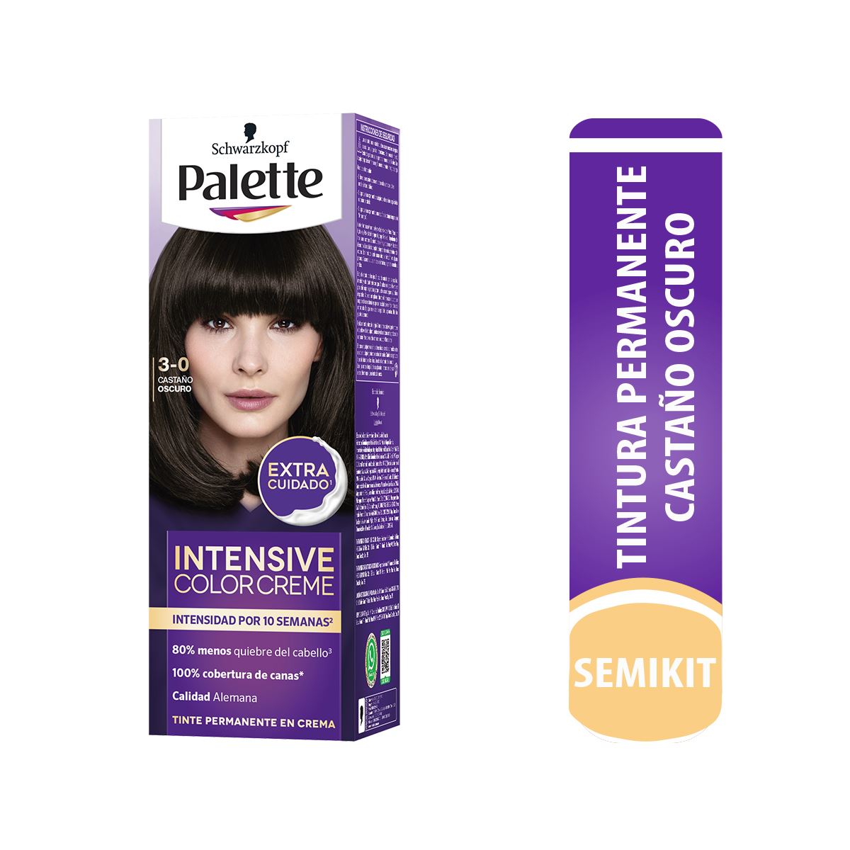 Tinte Palette Intensive- Semikit 3-0 Castaño Oscuro - Caja 1 UN