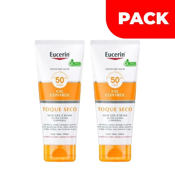 Dúo Pack Eucerin Protector Solar Corporal Crema-Gel Toque Seco FPS 50+ - Tubo 200 ML