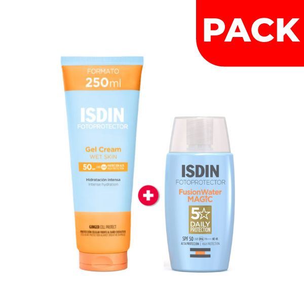 Pack Fotoprotector Isdin Gel Cream SPF 50 250 ML + Fusion Water Magic 50 ML
