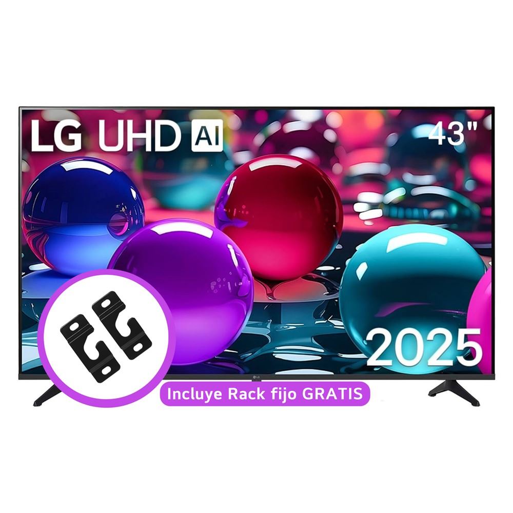 Smart TV LG 43” 4K UHD con ThinQ AI 43UA7300PSB 2025 + Rack Fijo GRATIS