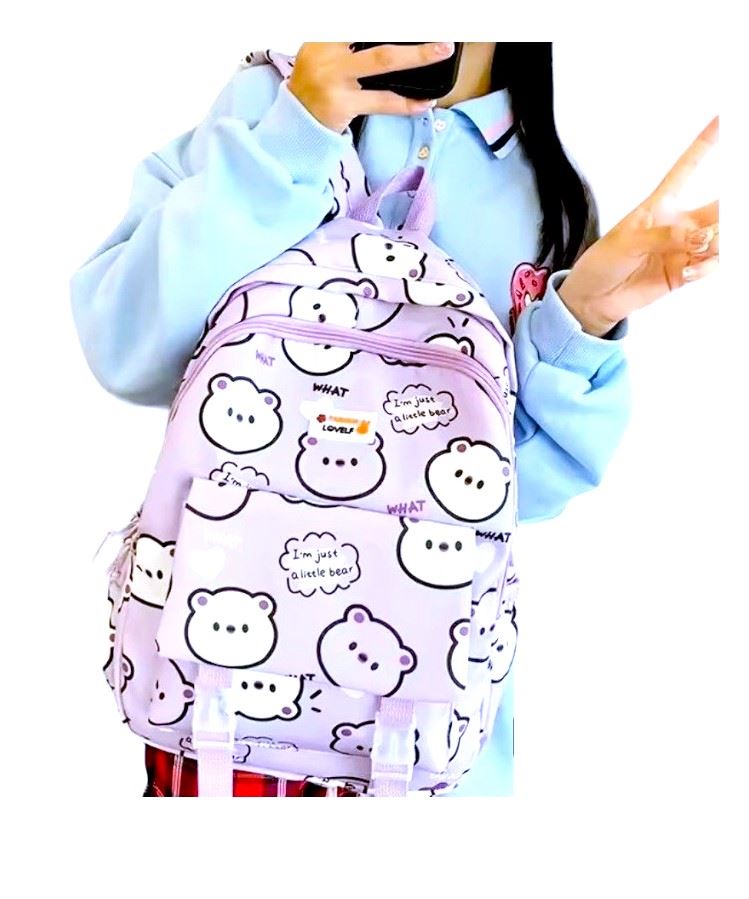 MOCHILA KAWAII GENÉRICA PORTA LAPTOP DISEÑO OSITOS