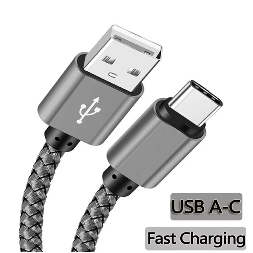 Cable de datos de nailon, cargador rápido USB A a tipo C