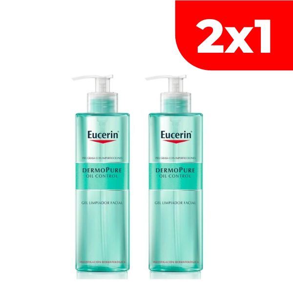 2x1 Eucerin Dermopure Gel Limpiador Facial - Frasco 400 ML