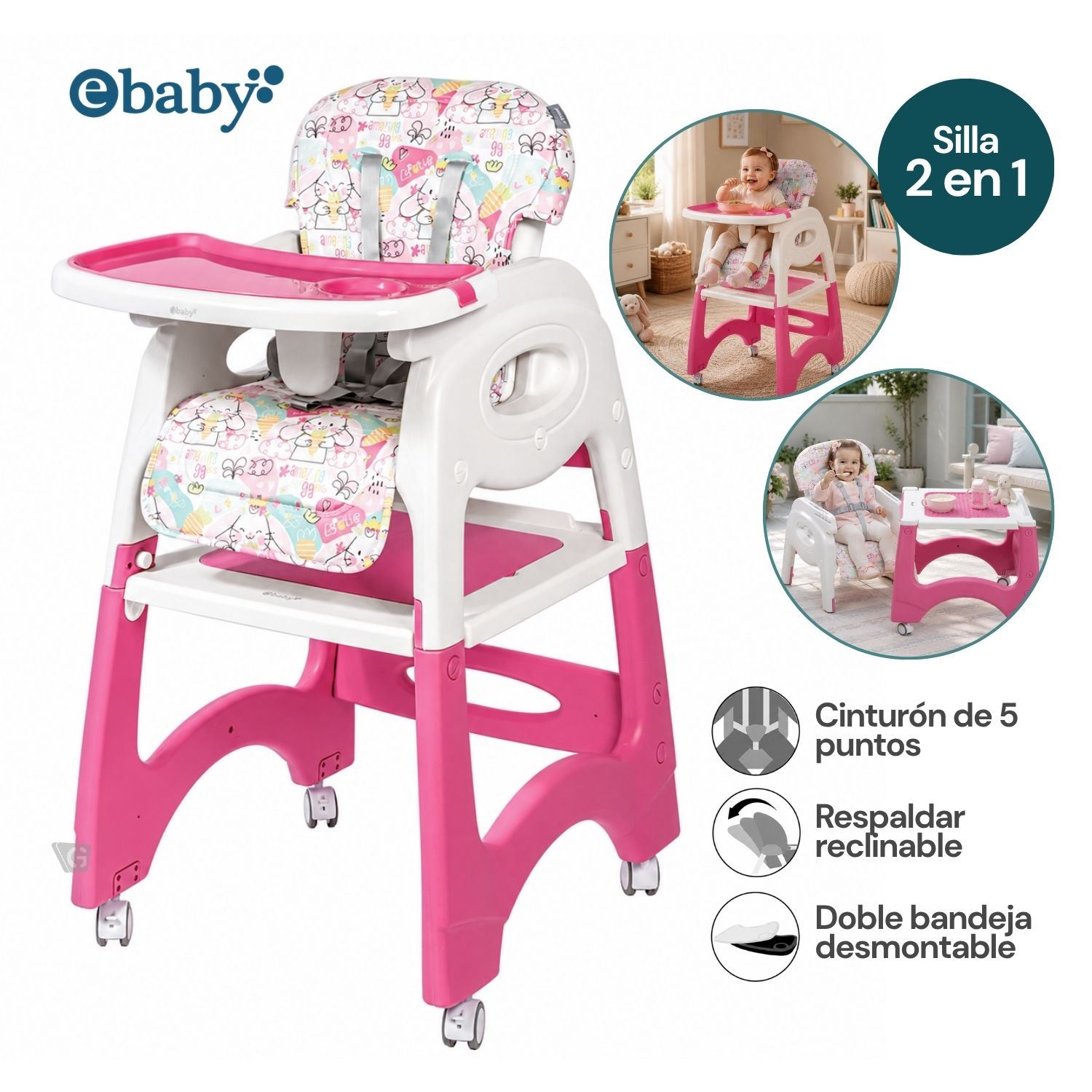 Silla de comer Escritorio LARA EB645-1 Rosa Conejito