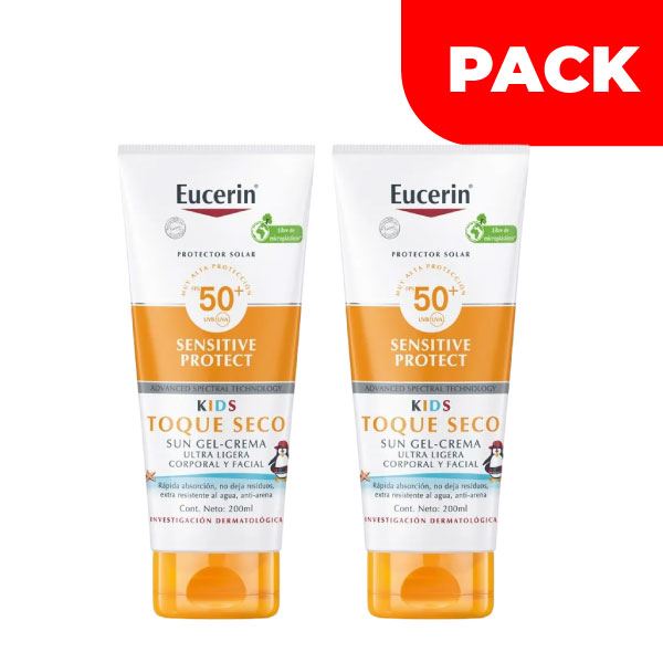 Dúo Pack Protector Solar Eucerin Sensitive Protect Kids Sun Gel- Frasco 200 ML