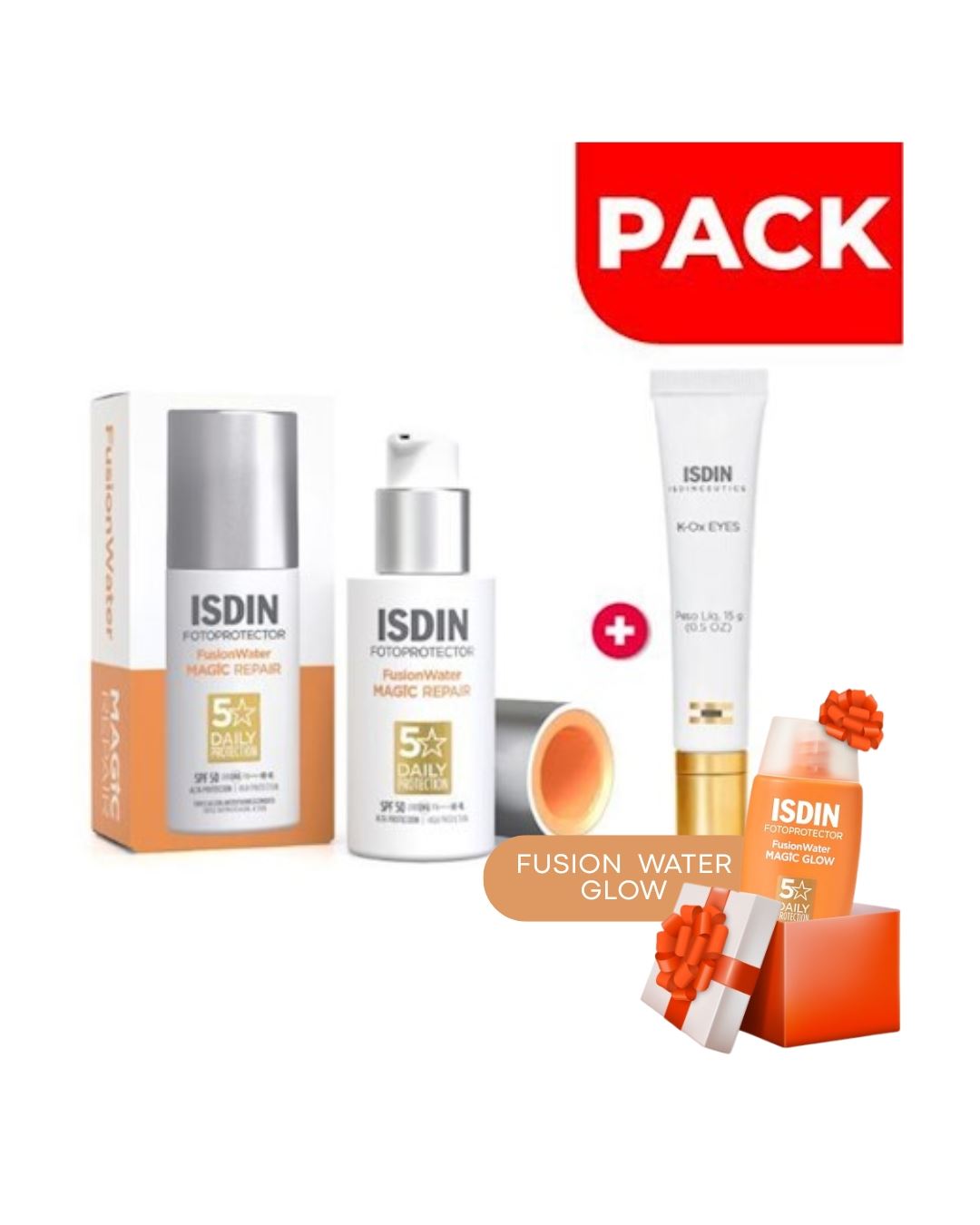 Isdin Isdinceutics K-Ox Eyes + FotoUltra Isdin Fusion - Pack 2 UN Water Magic Repair 50 ML