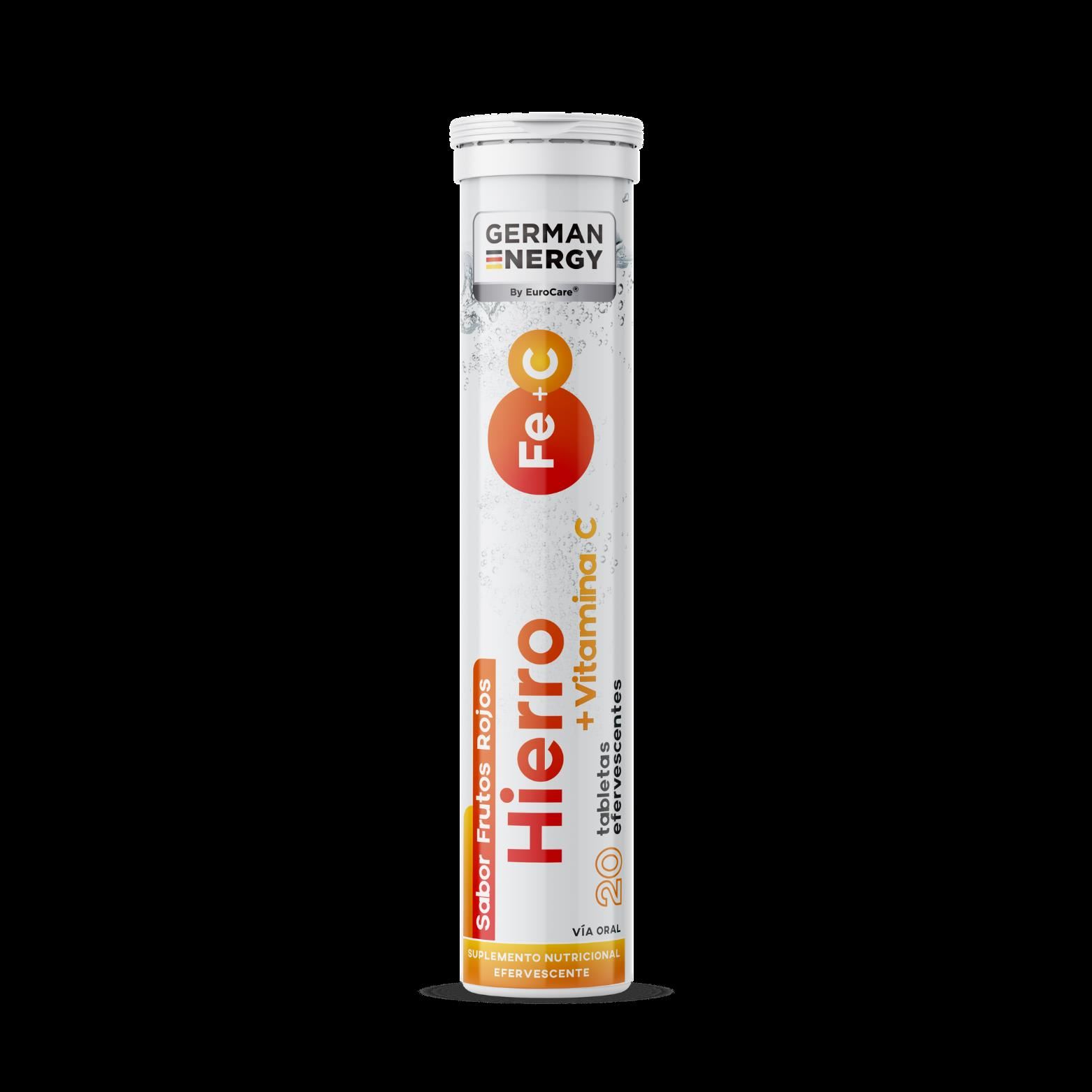 Hierro + Vitamina C German Energy Sabor Frutos Rojos - Tubo 20 UN